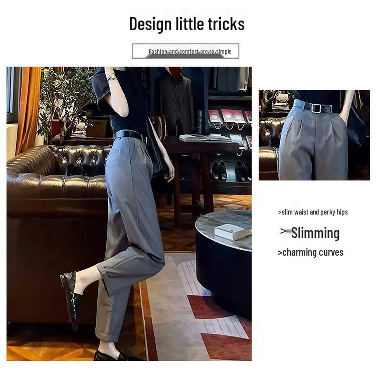 Women's High Waist Slimming Cigarette Pants – Spring/Autumn 2026 Straight Leg Harem Style
