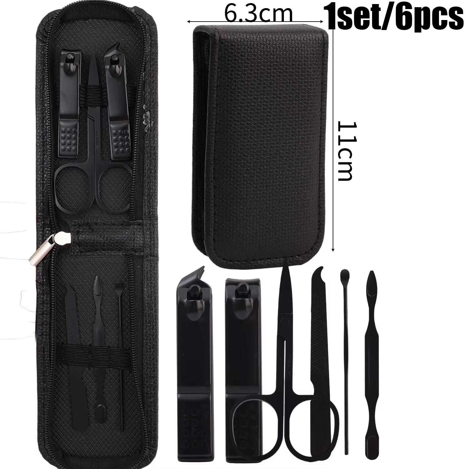 

Портативный бытовой набор ножниц для ногтей Бытовой высококлассный специальный набор мужских и женских кусачек для ногтей Инструменты для маникюра и красоты Набор из 6 предметов чёрный