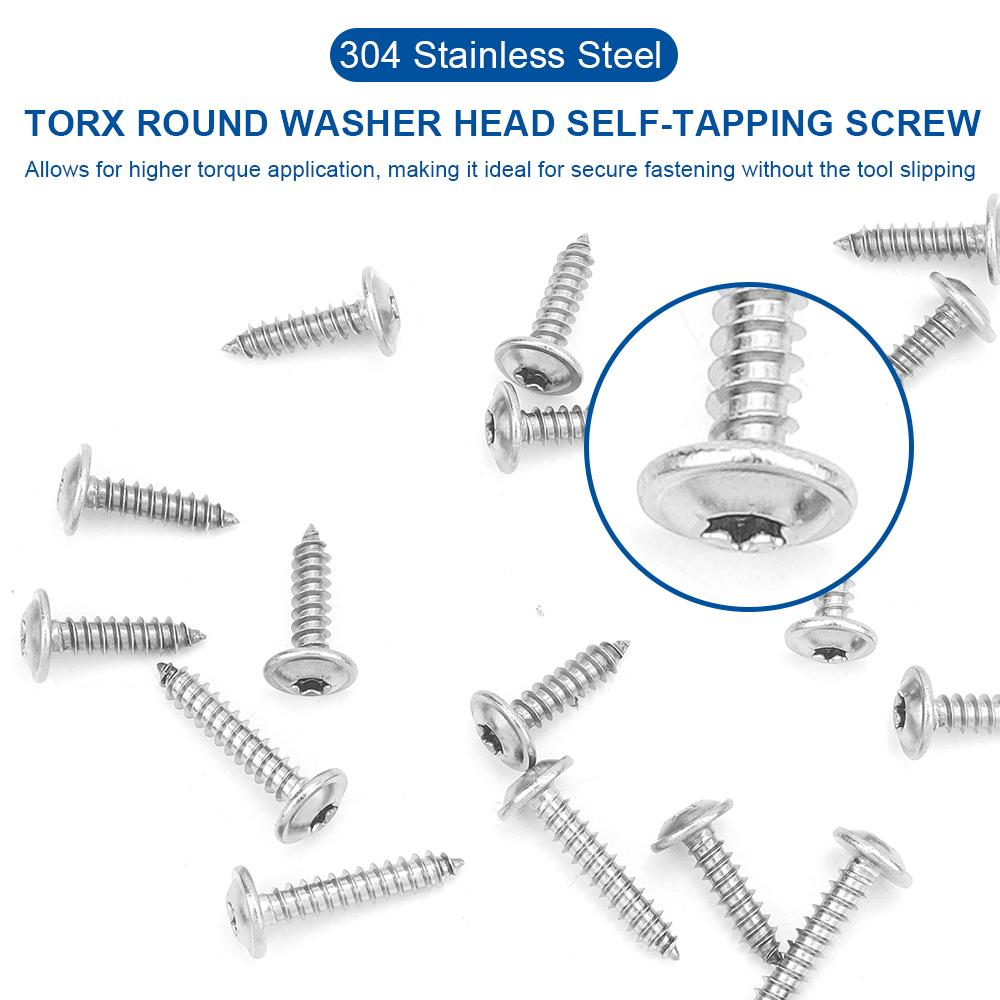 20-50 Stück Torx Rundkopf mit Bund Selbstschneidende Schraube Edelstahl 304 M2.6 M3 M4 M5 M6 Sechslochs Stern Holzschraube
