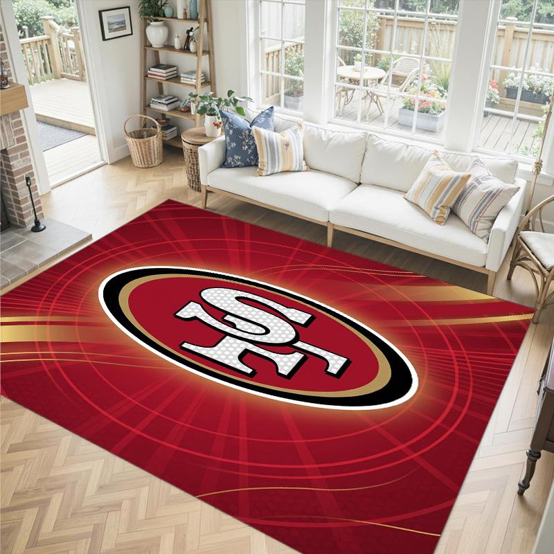 San Francisco 49ers Design Kristall Samt Teppich Gemütlich Nicht?Rutschfester Teppich mit Aufdruck für Schlafzimmer Wohnzimmer Eingang