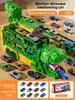 Latest Dinosaur Transport Truck With 12 Molded Racing Cars,Transforming Dinosaur Car Into Standing Tyrannosaurus Gifts For Kids