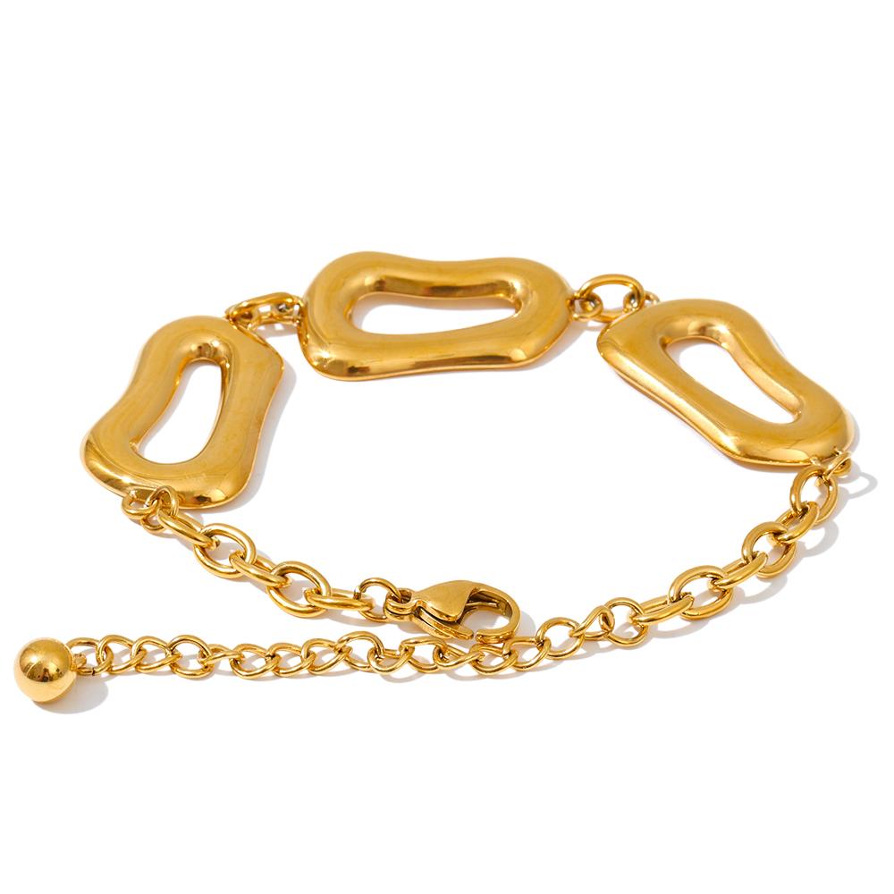 Yhpup Distinctive Smooth Stainless Steel Rectangle Chain Necklace Bracelet Bangle Rust Proof Metal High Quality Jewelry