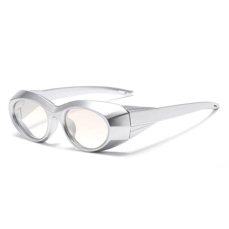 

Retro Oval Sunglasses Authentic Fashion Sports Shades Wrap Around Sun Glasses Futuristic Y2k Sunglasses For Content Creation