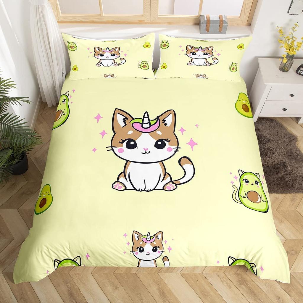 Rainbow Unicorn Quilt Cover Charming Dreamy Horse Comforter Cover Cartoon Little Unicorn Bed Cover Kit Single Size For Girl Teen Kawaii Gifts