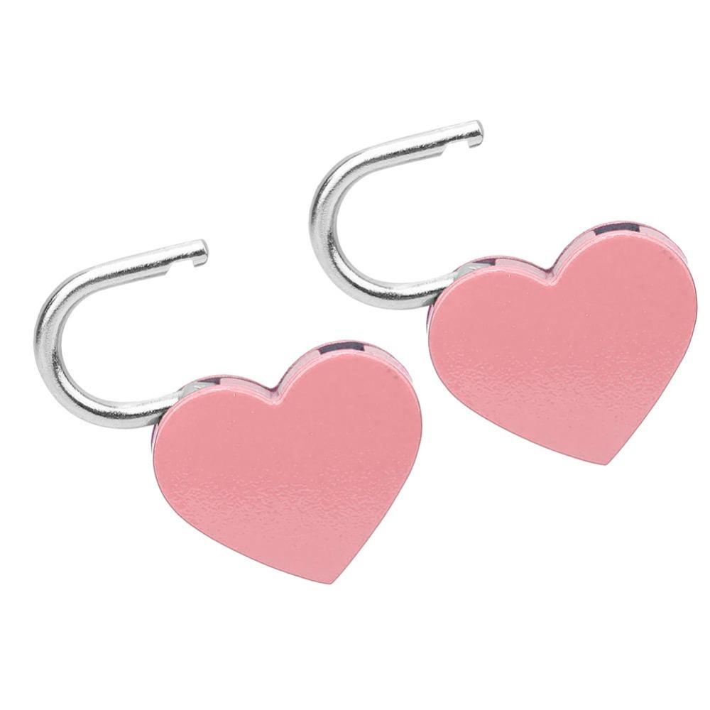 2pcs Colorful Exquisite Heart Shaped Padlock With Keys Love Lock Padlock Handbag Decoration