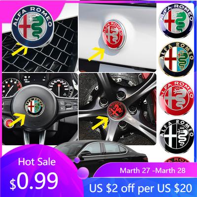 Para Alfa Romeo 2026 Pegatina Caliente Capó del Coche Delantero Trasero Maletero Cubo del Volante Pegatina Emblema Insignia Para Alfa Romeo 159 147 Giuliet