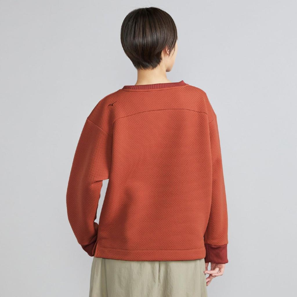 Mizuno Breath Thermo Ripple Quilted Pullover Outdoor Auburn Size S Jacket, Heat-Retaining Material, B2MCC710, Women's, Red,