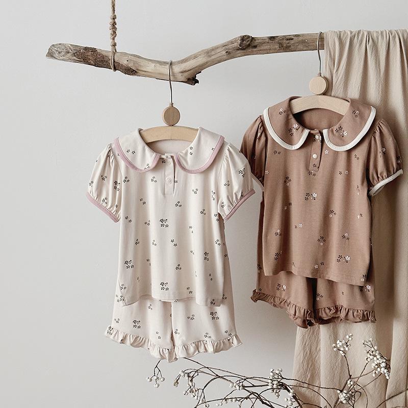 Pijamale vara 2025 pentru copii: Set coreean cu mâneci scurte în modal pentru fete