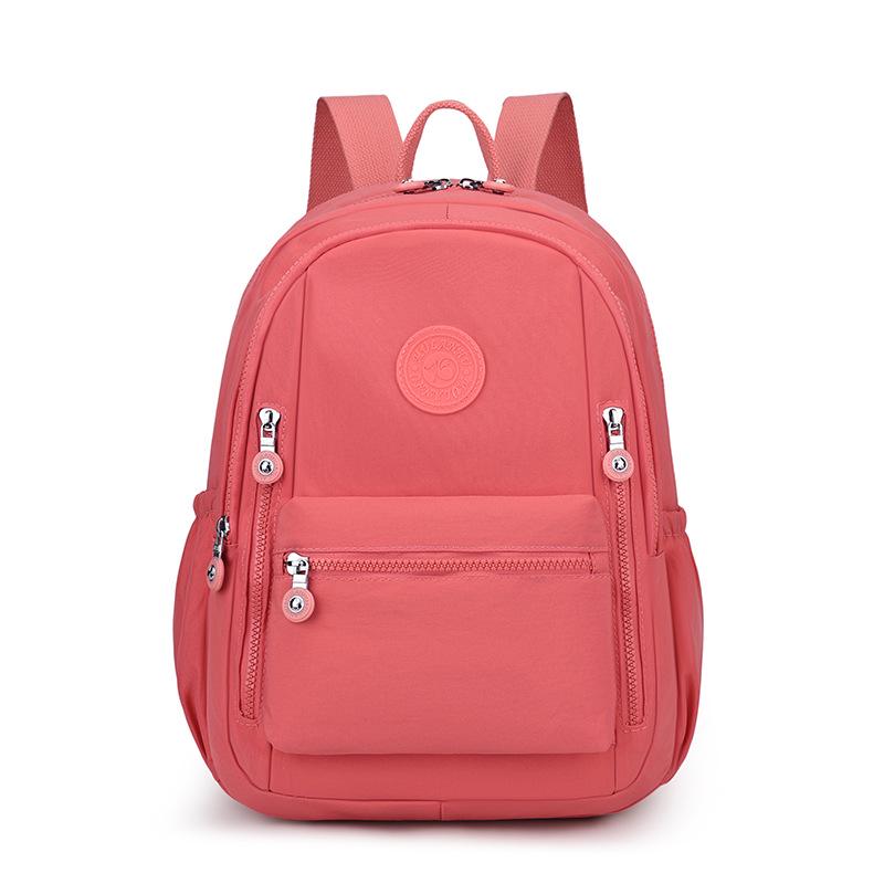 Large Capacity Unisex Nylon Backpack - Solid Color, Casual Outdoor Student Bookbag