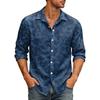 Men's Relaxed Fit Long Sleeve Shirt with Collar, Vintage Casual Button Down for Commute and Outdoor Daily Breathable Wear