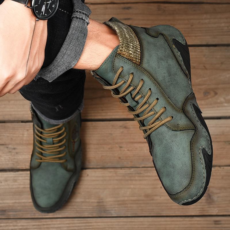 Мужские ботинки Мягкие и удобные британские модные повседневные мужские ботинки ручной — фото 17