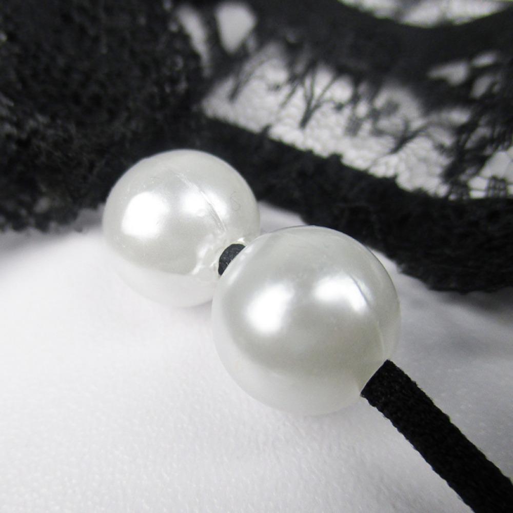 Sexy Panties Women's Beautiful Buttocks Lace Novelty Thong Pearl Massage Transparent Hollow T-pants 2172