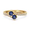 Blue Sapphire Bypass Ring - 925 Sterling Silver Gold Vermeil