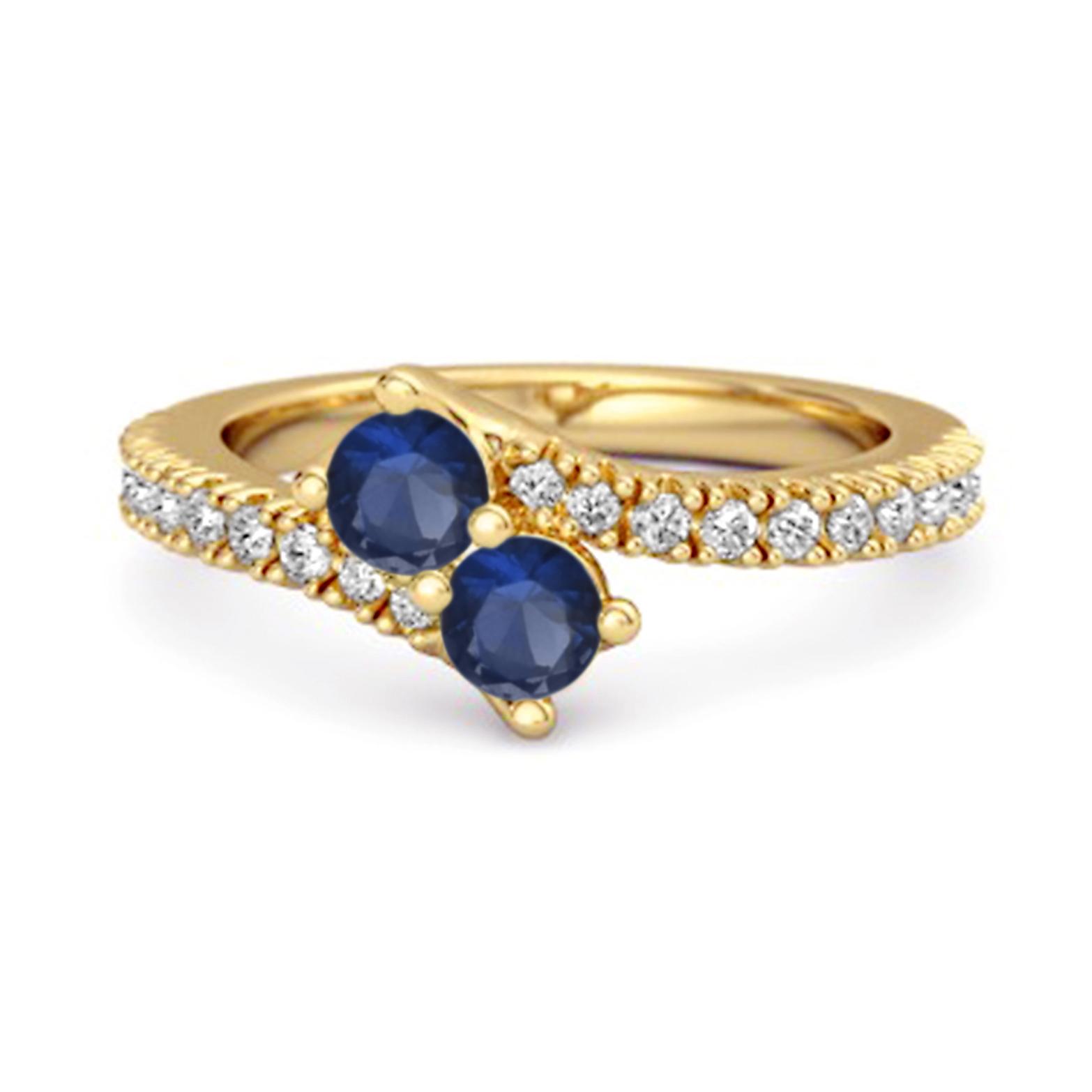 Blue Sapphire Bypass Ring - 925 Sterling Silver Gold Vermeil 6