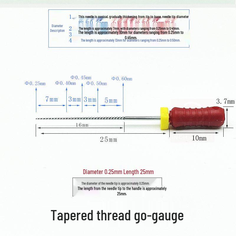 Threaded 0.05mm Ultra-Fine Steel Nozzle Cleaning Needle for Go-No-Go Gauge Valve