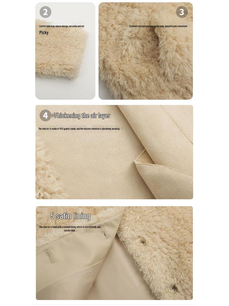Women's 2025 Faux Fur Lamb Wool Coat - Fluffy, Loose Fit for Autumn & Winter
