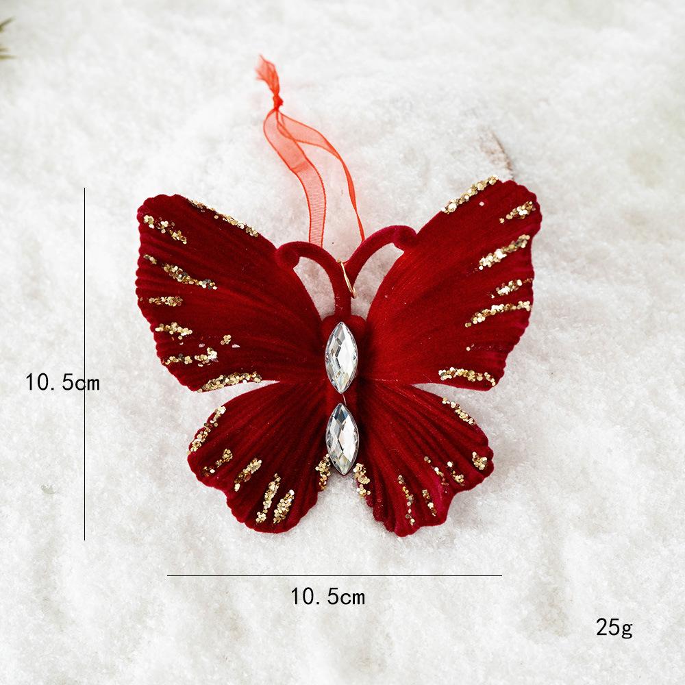Custom Christmas Hanging Decorations Red Velvet Flocked Garland Bow Tree Hanging Ornament 2026 New Year Party Home Decoration