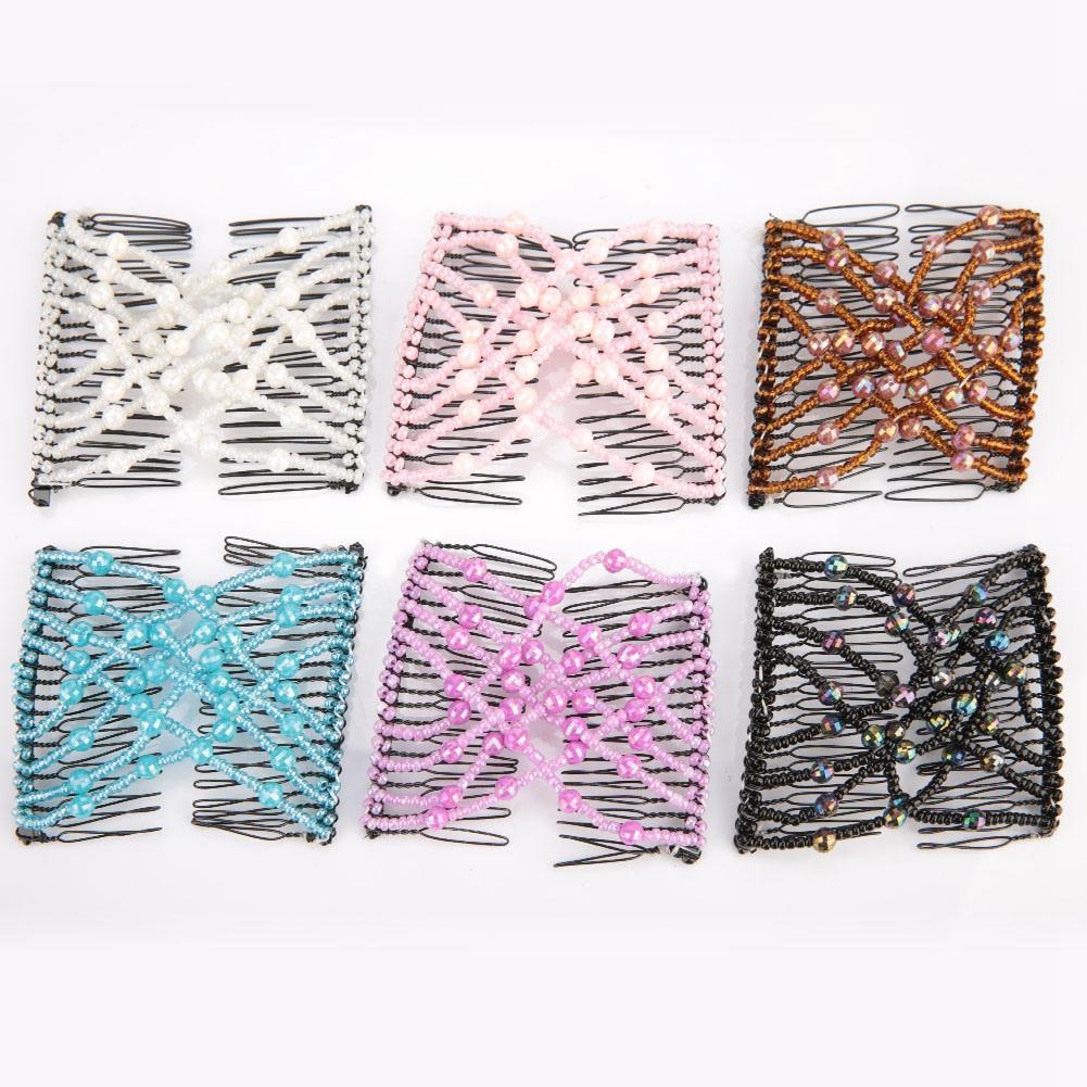 Women Girl Magic Easy Hair Beads Slide Stretchy Comb Clip Stretchable Hairpin