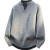 Fake Two Piece Pullover Cardigan Men Round Neck Long Sleeve Clothing Thermal Warm Comfortable Youth Casual Knit Sweater