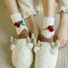 Weihnachtssocken Kinder Mittelhohe Socken Baumwolle Fleece Verdickte Schlafsocken Korallenfleece Warm Niedlich Fleece Kurze Socken