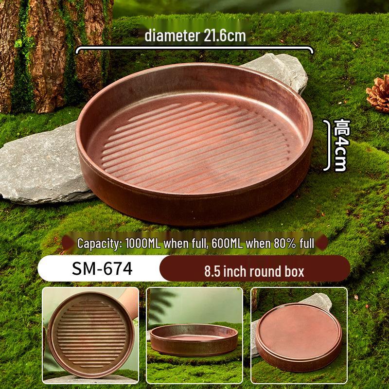 Melamine Plate for Gourmet Hot Pot, Barbecue & Shrimp: Mountain & Field Design