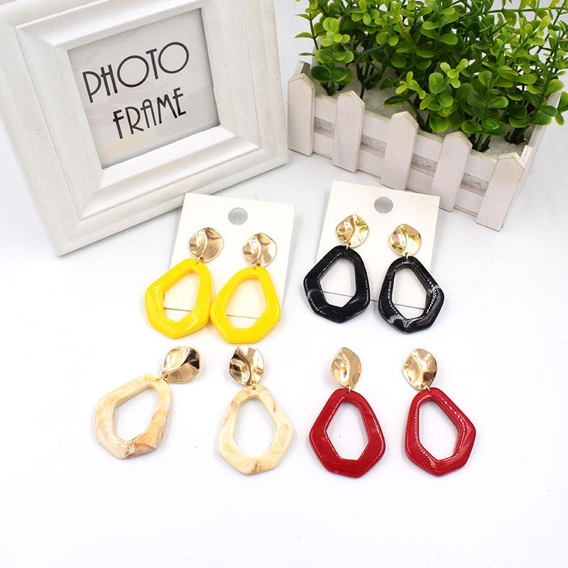 Korean Minimalist Retro Twisted Resin Long Stud Earrings for Women