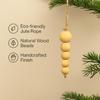 Pack of 5 Wood Bead Christmas Ornament for Decoration Natural Modern Minimalist Xmas Hanging Home Decor Bohemian Holiday Decorations