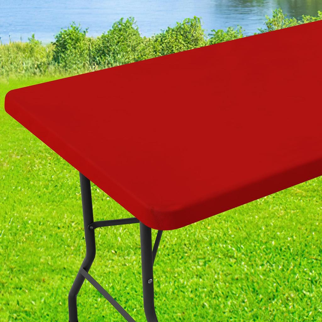Olanly Stretch Washable Patio Elastic Table Cover Waterproof Table Cloth Outdoor Retangle Picnic Banquet and Parties Tablecloths