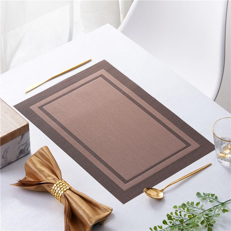 Teslin western dining mat double frame pvc placemat high temperature resistance waterproof oil-proof easy cleaning anti-aging advanced sense