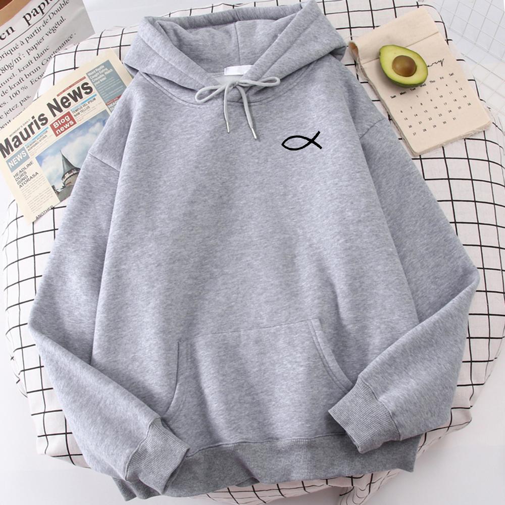 Christliches Jesus Fisch Print Sweatshirt Herren Hipster Hohe Qualität Kapuzenpullover Cartoon Lässig Herbst Hoodies Harajuku Locker Unisex Oberteile