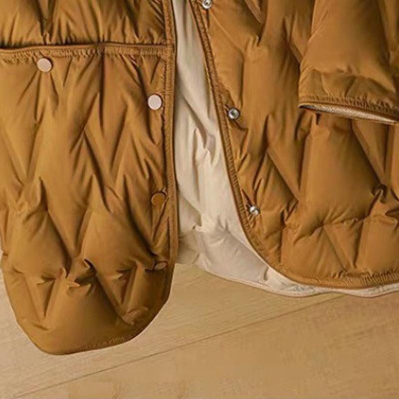 Autumn Winter Women Down Long Jacket Single Breasted Double Sided Puffer Coat