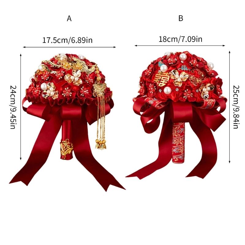 Elegant Chinese Wedding Bridal Bouquets Traditional Modern Design Artificial Flower For Bride Ceremony