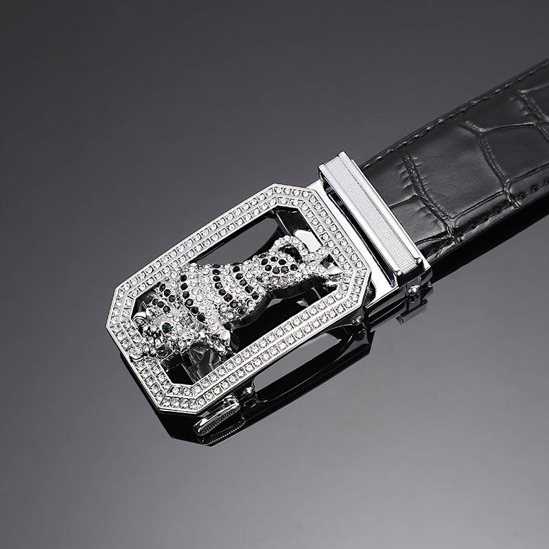 Cinto masculino de couro fivela automática primeira camada couro de vaca doze zodíaco botão cabeça crocodilo padrão cinto masculino
