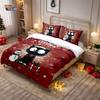 3pcs Red Christmas Black Kitten Printed Coreless Bedding Set Soft Comfortable Dormitory Bedroom Multiple Sizes Machine Washable