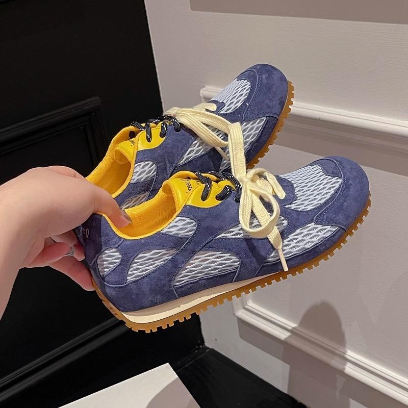Summer New Fashion Color Matching Outdoor Jogging Shoes Casual Sports Round Head Flat Bottom Women