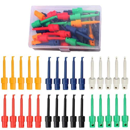 Xiatiaosann Multimeter Test Hook Clips, Multimeter Accessories Colorful Test Grabber Probes for Testing Electronic Components (30 Pieces)