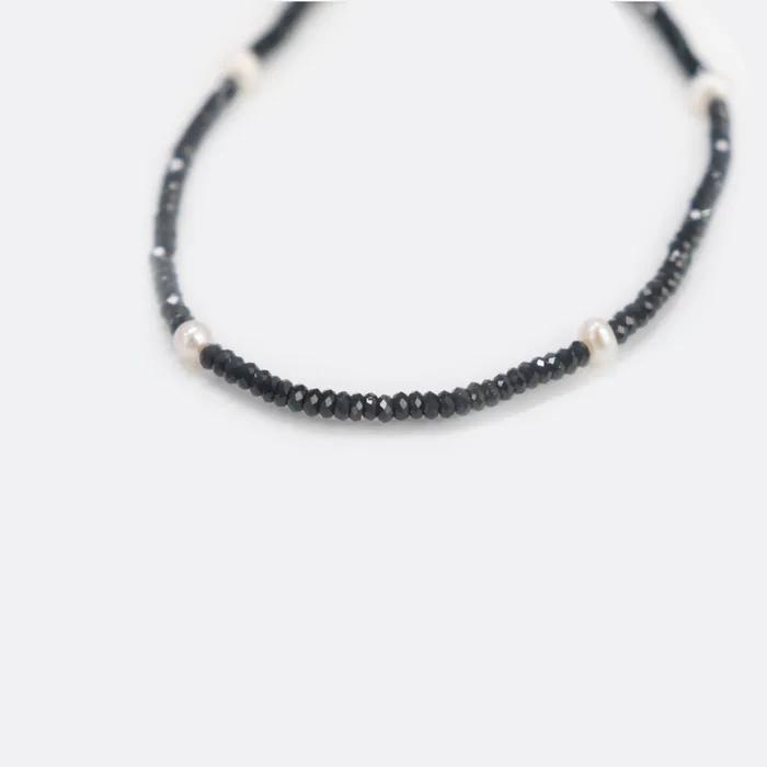 Black Spinel Star Charm Bracelet Natural Gemstone Black Spinel Star Charm Freshwater Pearl Bracelet