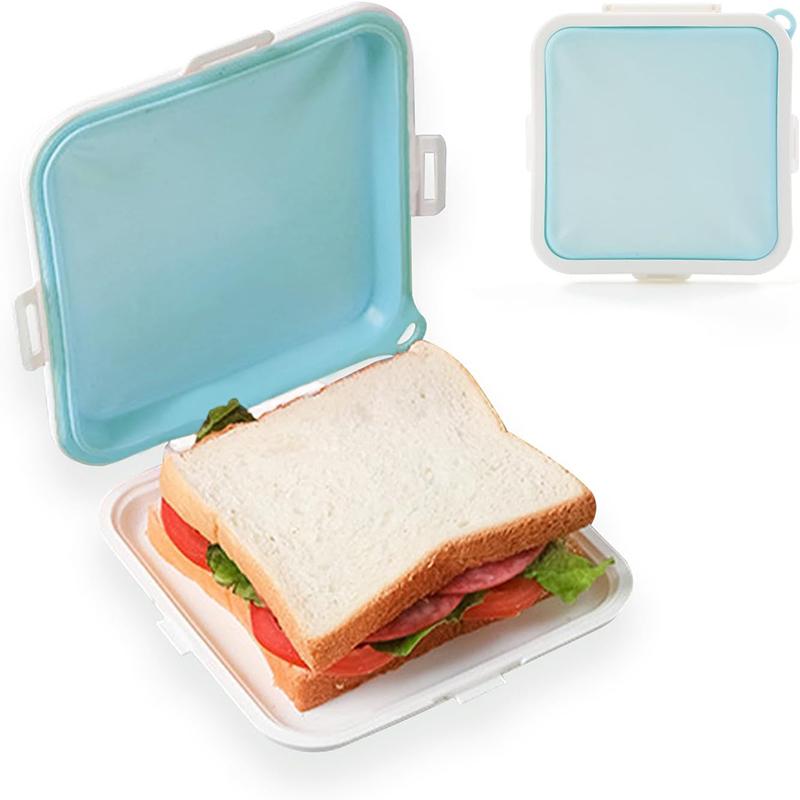 Sandwich Container Silicone Sandwich Toast Bento Box Portable Sandwich Storage Box Food Container Snack Box Reusable Lunch Box