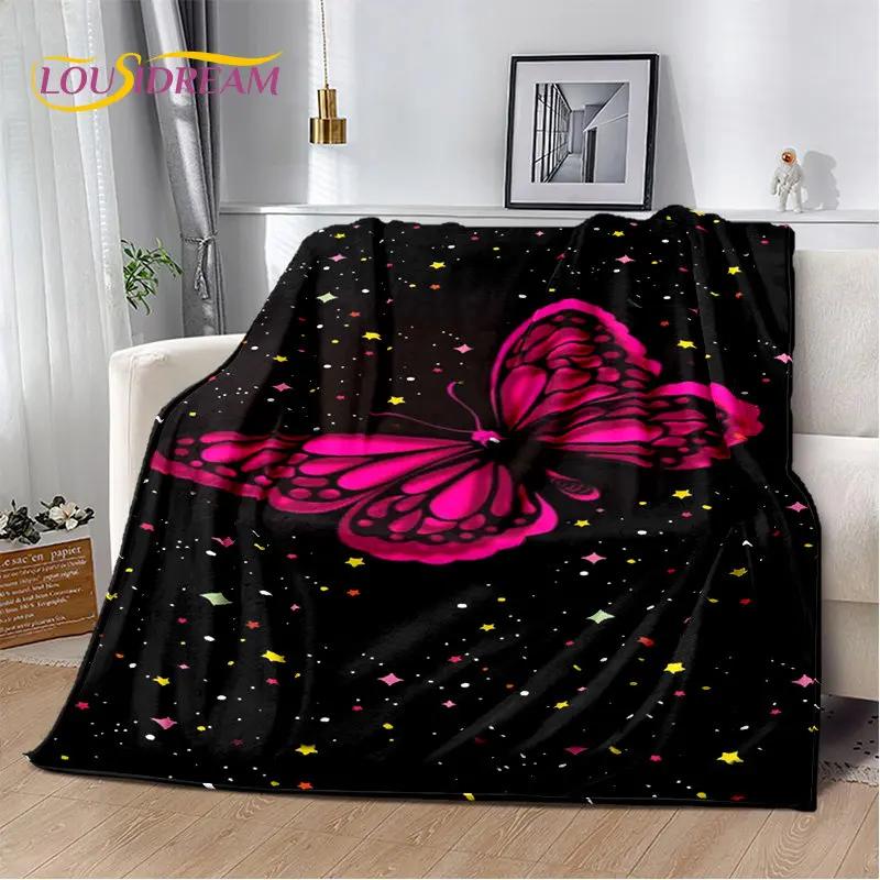 D Cartoon Dream Butterfly Flower Soft Plush BlanketFlannel Blanket Throw Blanket for Living Room Bedroom Bed Sofa Picnic Cover