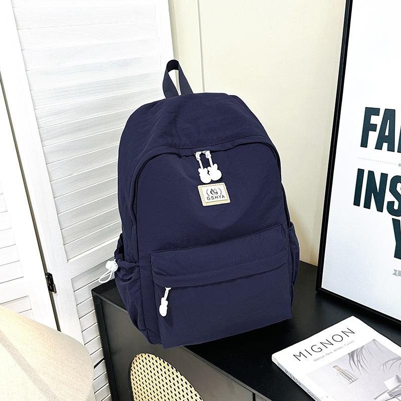 Korean Ins Style Schoolbag Female College Student Large Capacity Solid Color Simple Travel Backpack High School Student Class Backpack