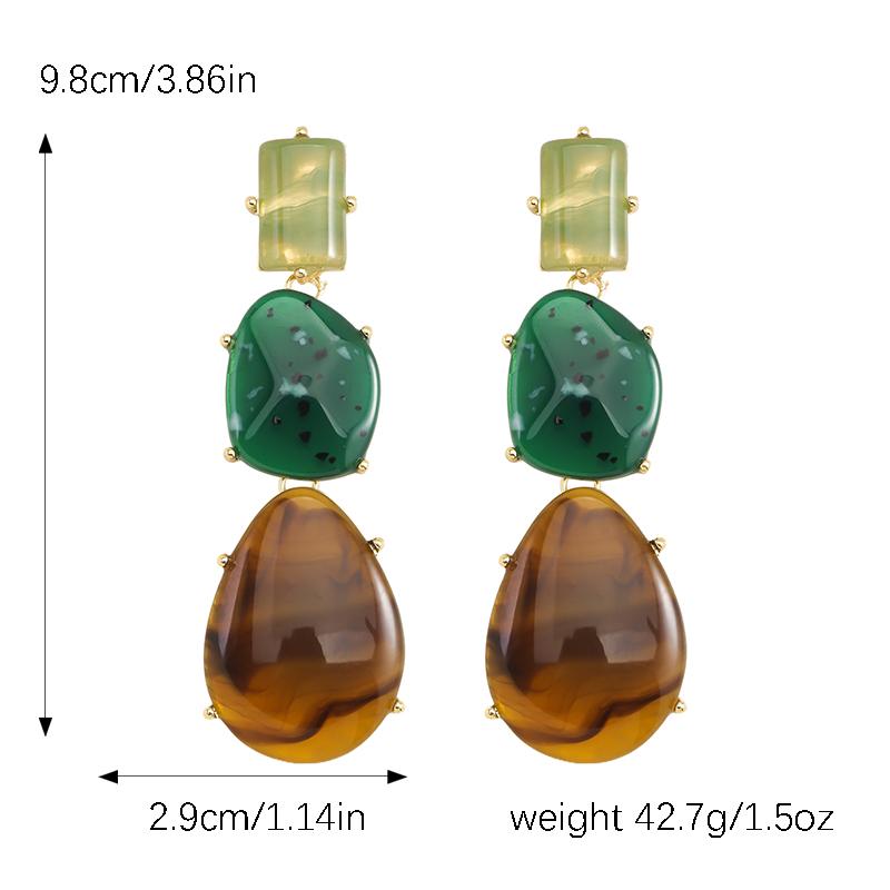 Vedawas Colorful retro-geometric resin earrings, simple banquet holiday earrings women jewelry