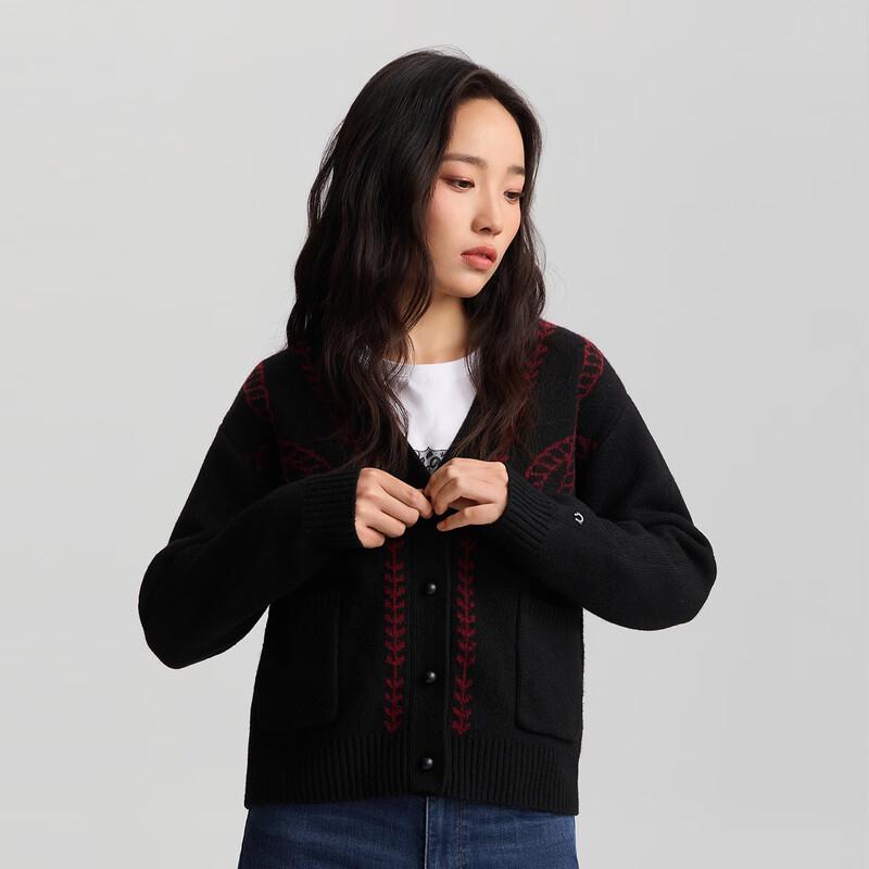 Lee Women's V-Neck Lace Pattern Long Sleeve Cardigan