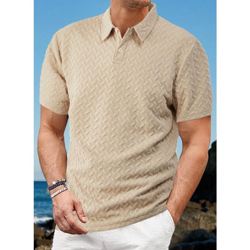 Men Jacquard Fabric Polo Shirt Summer Thin Breathable Moisture Wicking Short Sleeve T Shirt