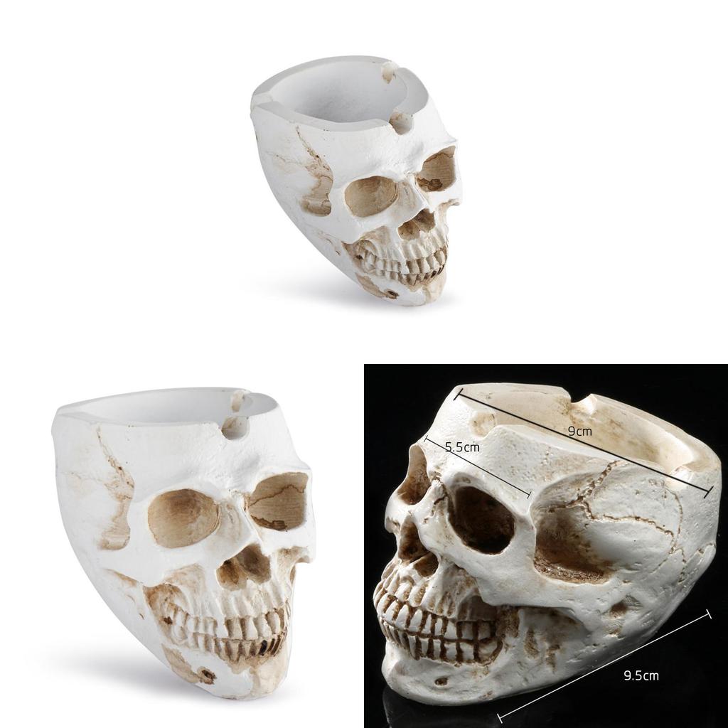 Skeleton Skull Resin Decor Ashtray With Handcrafted Carving For Halloween Home Office Ornament