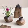 Vază Ceramică Rustică Unică în Formă de Piatră pentru Flori Proaspete și Uscate, Plante Suculente și Plante Hidroponice Decor
