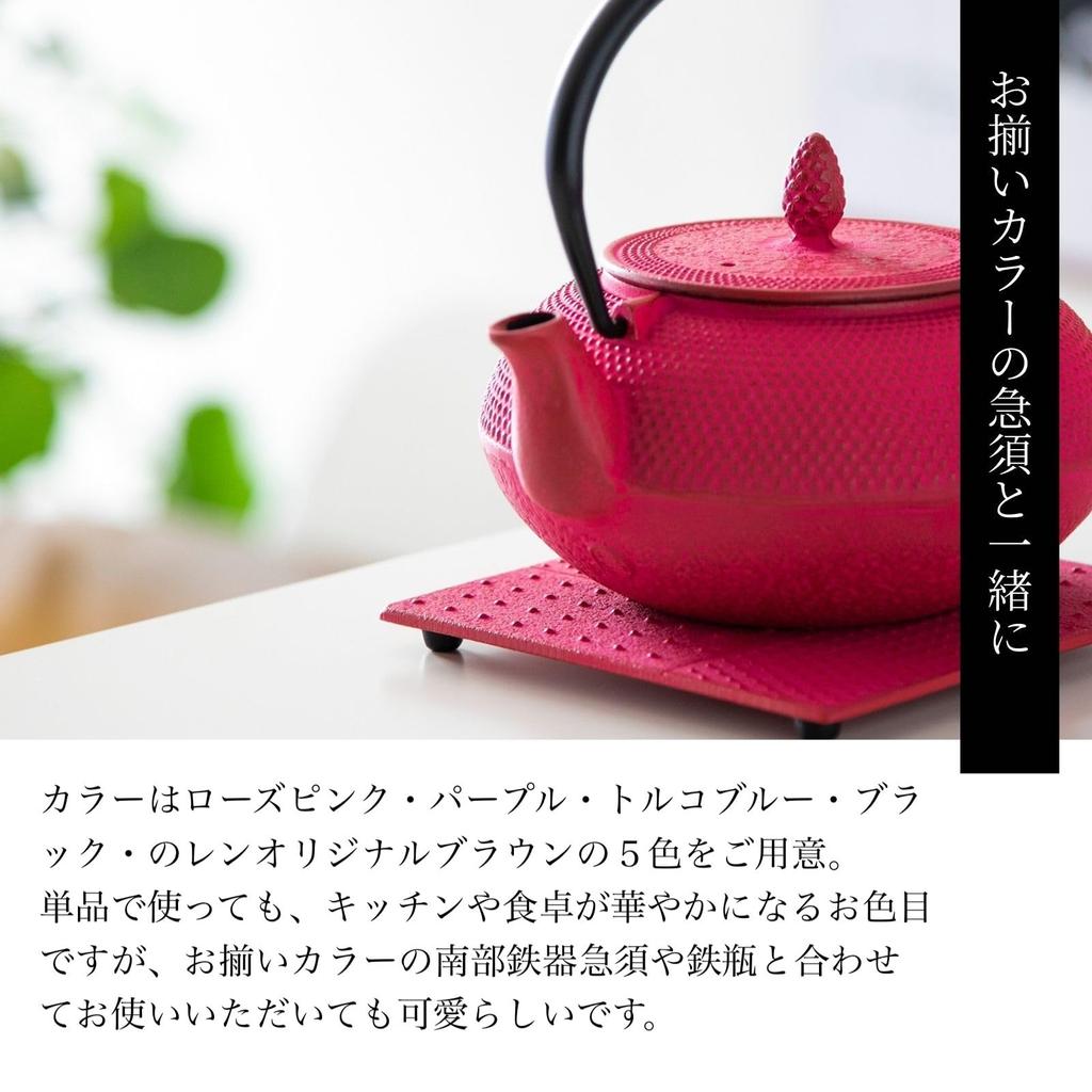 Logia Associates Nambu Ironware Teapot Arale Made in Japan Round Shape with Tea Strain Enameled Inside Teapot Color Pot Square Original (Trivet