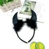 Cosplay Ox Horns Headband Headpiece Demon Hair Hoop Puffy Halloween Hair Band  Kids