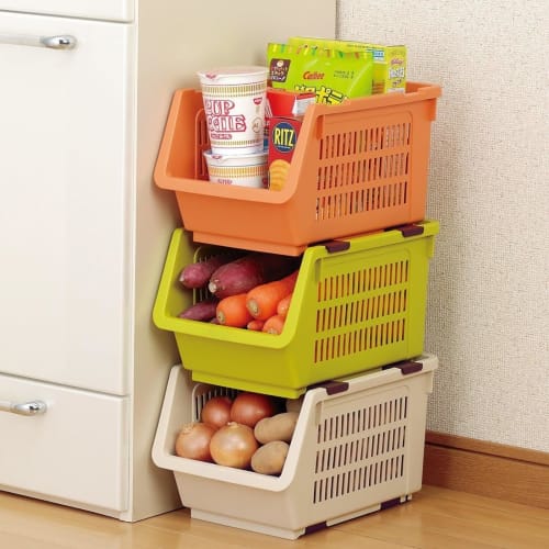 Inomata Chemical Stackable Vegetable Storage Tray, Potato Storage, Orange