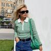 Polo Lapel Early Autumn French Blouse Women's Self-cultivation One-piece Plaid Sweater Sweater Women