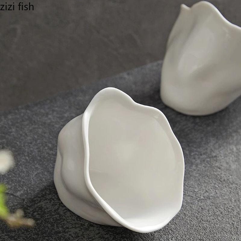 Creative Flower Shaped Ceramic Bowl Dessert Snack Bowl Dim Sum Bowl Sushi Bowls Appetizer Bowls Restaurant Specialty Tableware